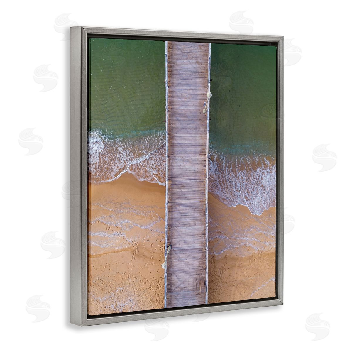 Stupell Studio Aerial View Boardwalk Gray Floating Frame Canvas Wall Art Print
