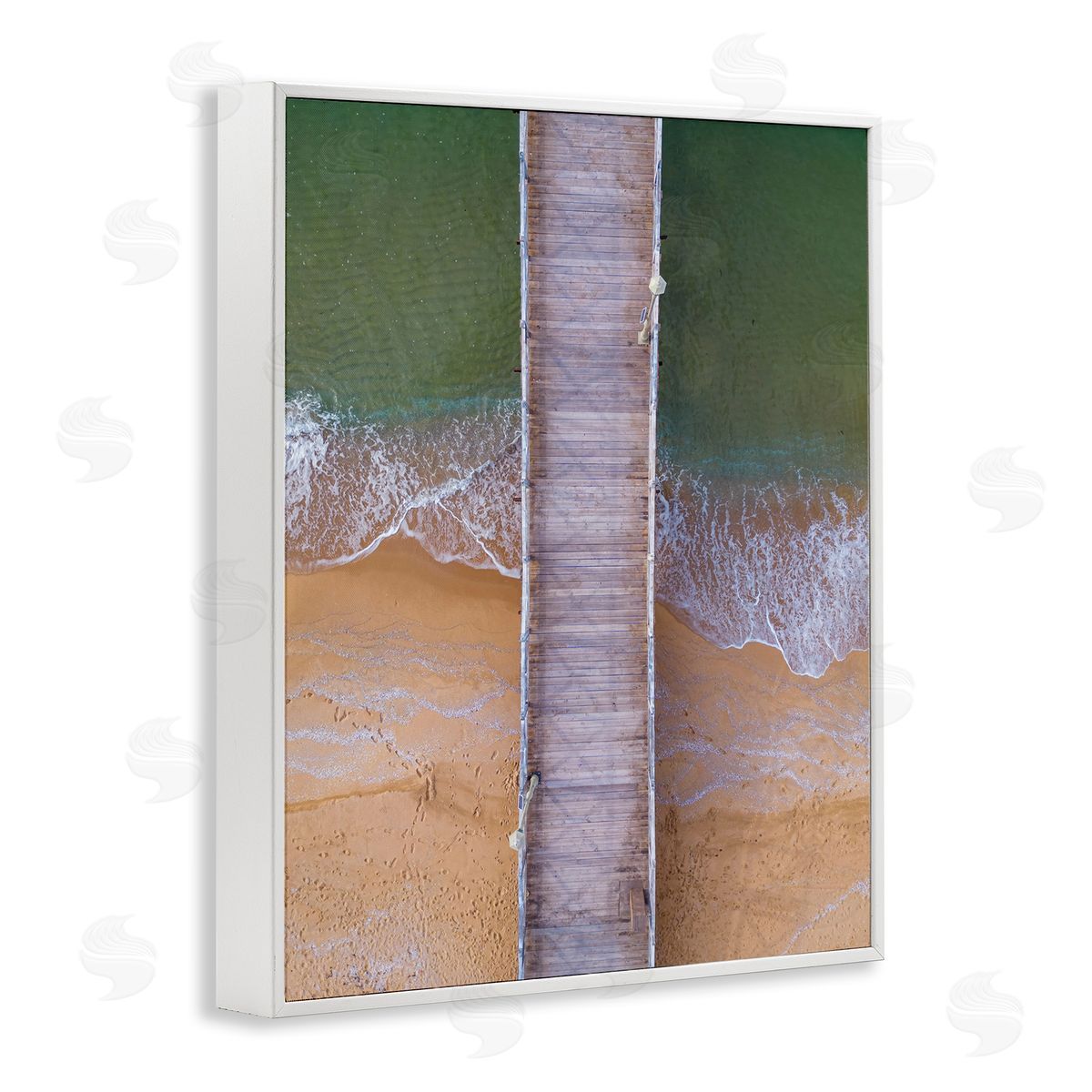 Stupell Studio Aerial View Boardwalk White Framed Giclee Wall Art Print