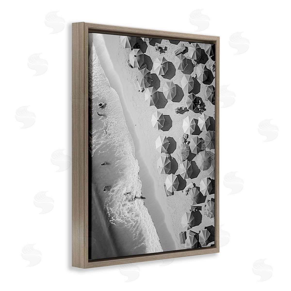 Stupell Studio Aerial View Beach Brown Floating Frame Canvas Wall Art Print
