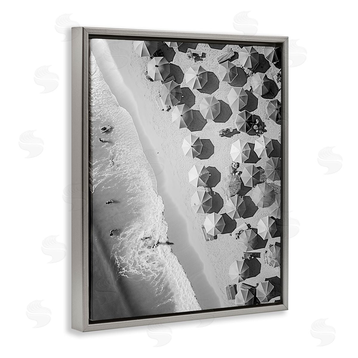 Stupell Studio Aerial View Beach Gray Floating Frame Canvas Wall Art Print