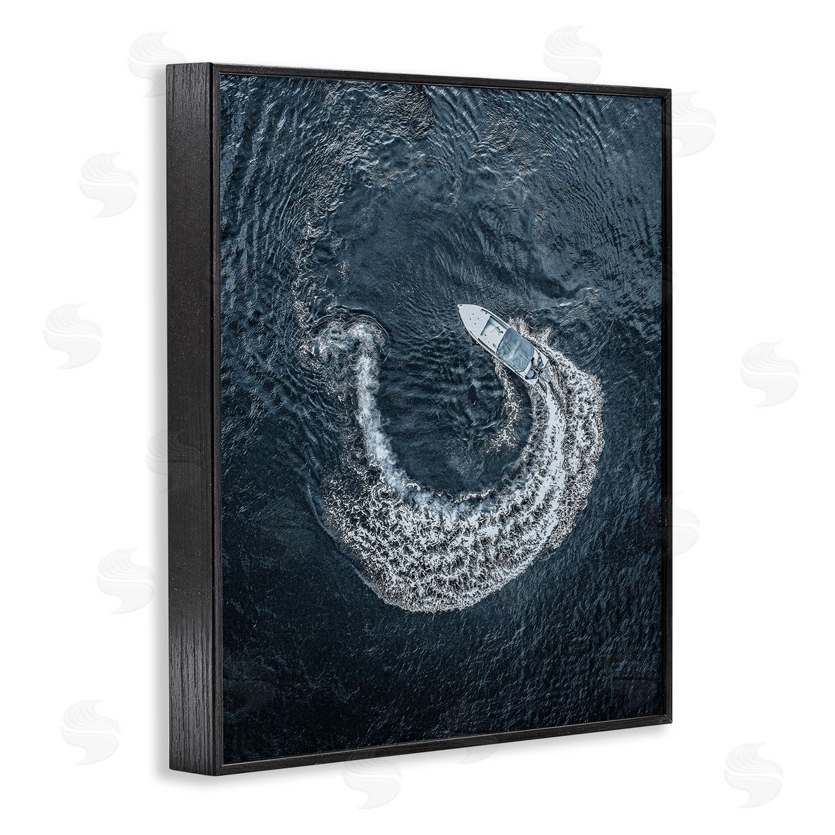 Boat Circling Water Black Frame Print Wall Art, Home Decor by Stupell Studio