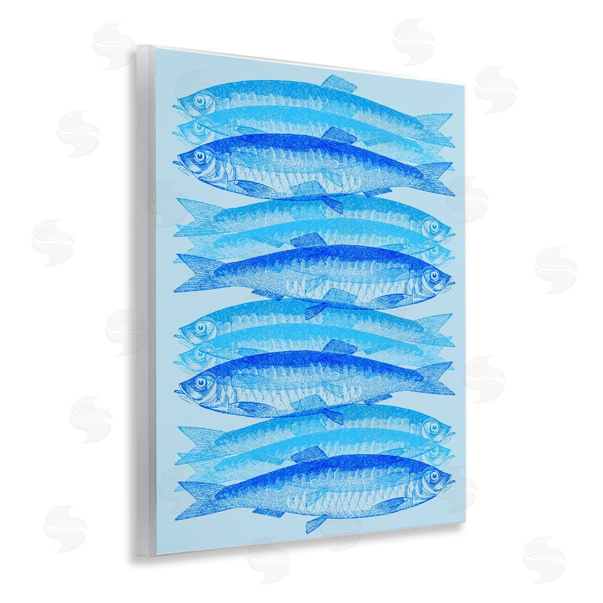 Stupell Studio Blue Layered Fish Wooden Wall Plaque Art Print