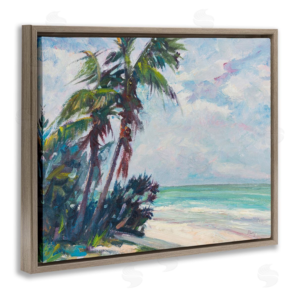 Richard A. Rodgers Brushed Palm Painting Brown Floating Frame Canvas Wall Art Print