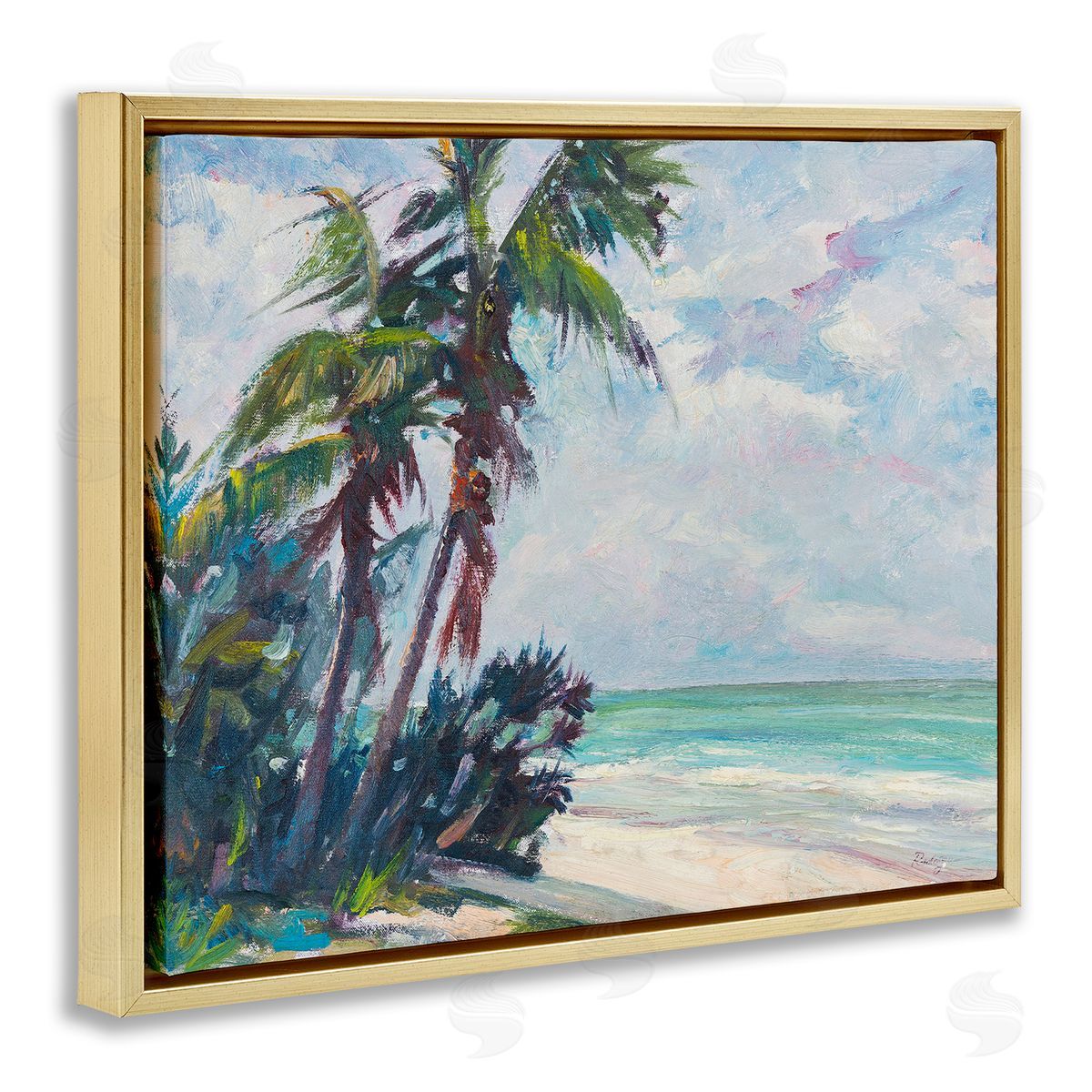 Richard A. Rodgers Brushed Palm Painting Gold Floating Frame Canvas Wall Art Print