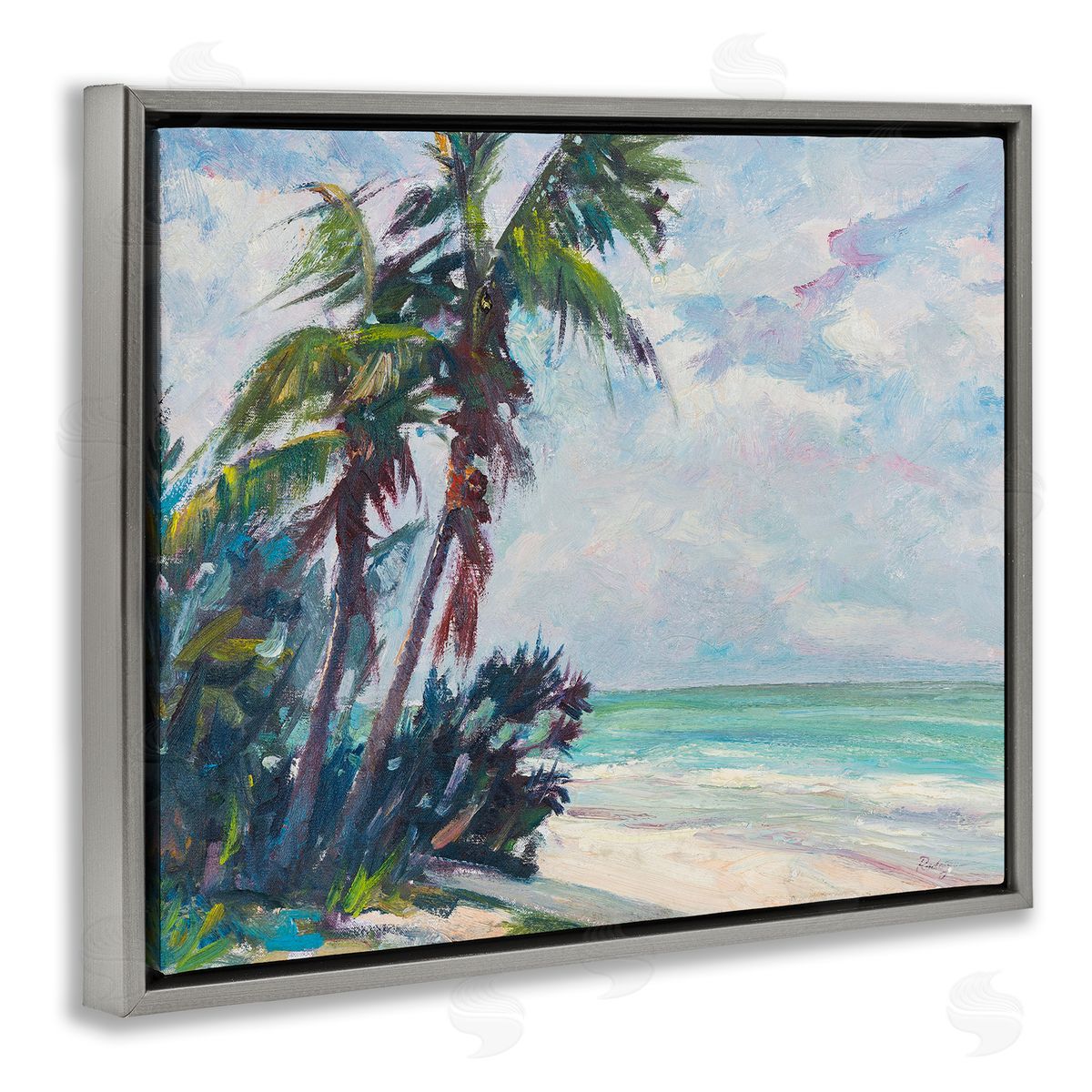 Richard A. Rodgers Brushed Palm Painting Gray Floating Frame Canvas Wall Art Print