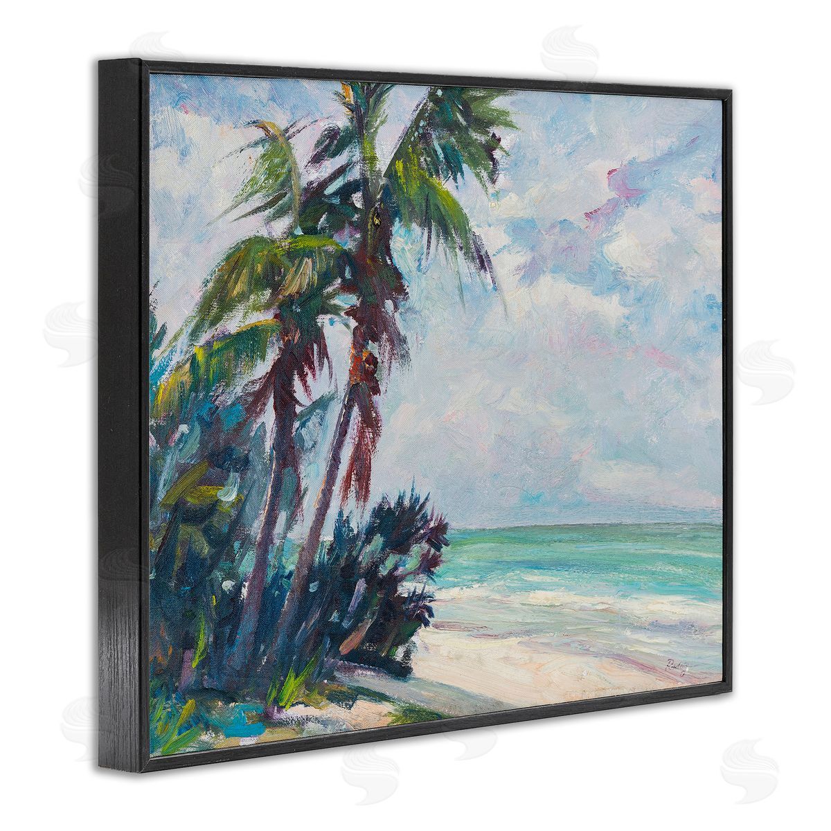 Richard A. Rodgers Brushed Palm Painting Black Framed Giclee Wall Art Print