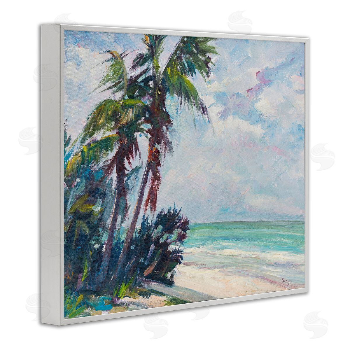 Richard A. Rodgers Brushed Palm Painting White Framed Giclee Wall Art Print