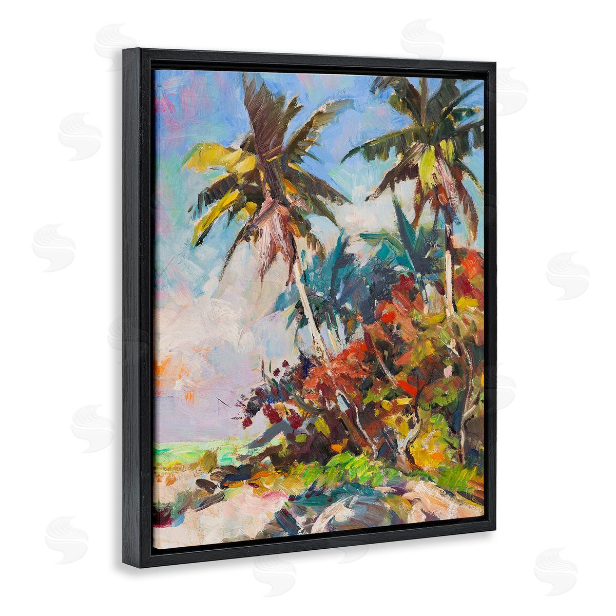 Vivid Palm Nature Black Floating Frame Canvas Wall Art, Home Decor by Richard A. Rodgers