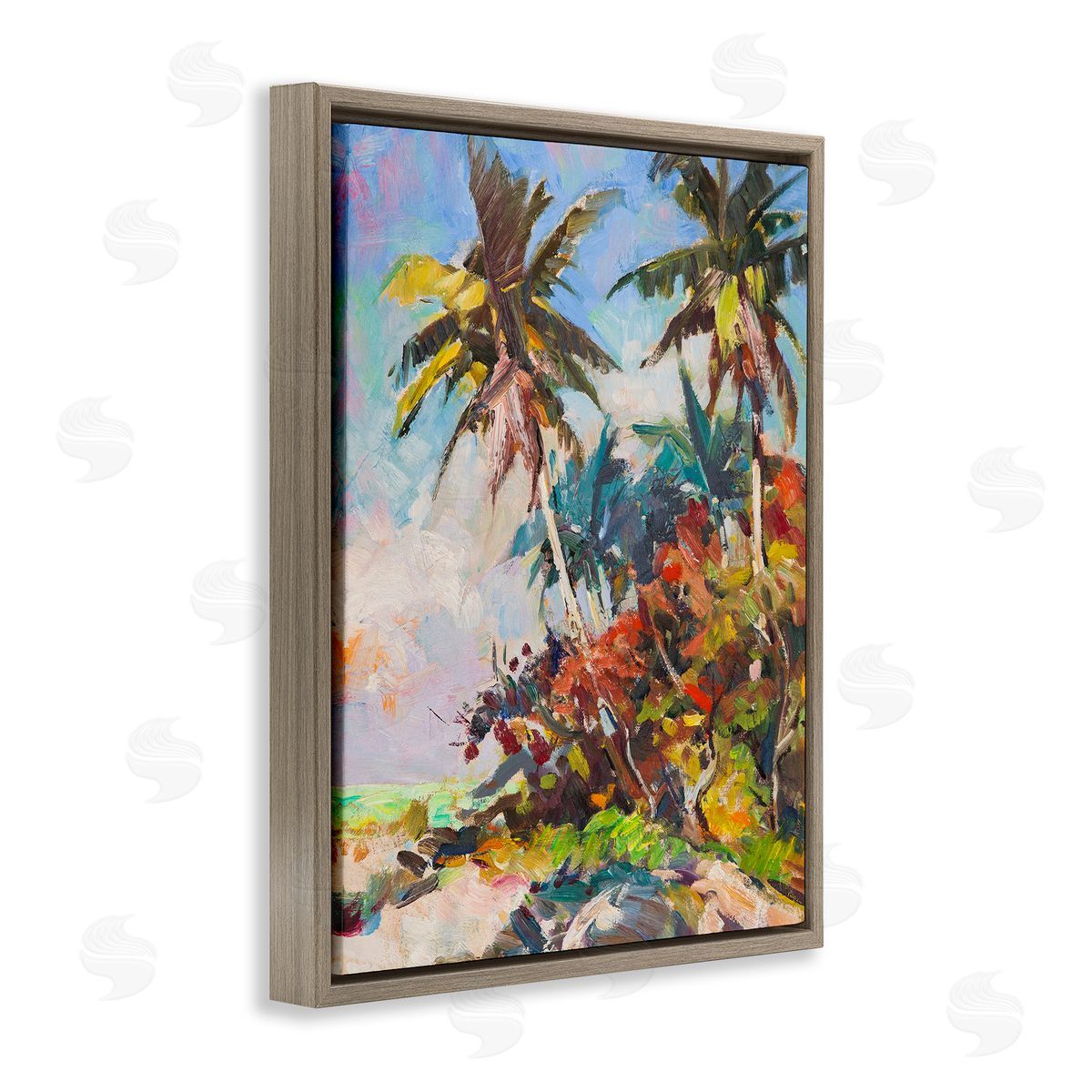 Vivid Palm Nature Brown Floating Frame Canvas Wall Art, Home Decor by Richard A. Rodgers