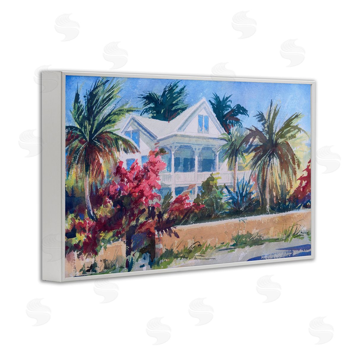 Palm Tree Cottage White Frame Print Wall Art, Home Decor by Richard A. Rodgers