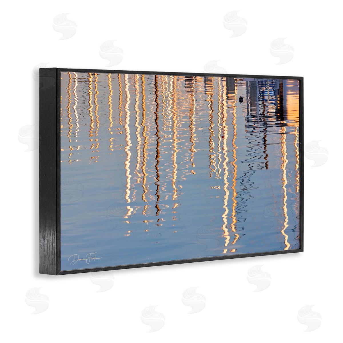Beach Post Reflections Black Frame Print Wall Art, Home Decor by Dennis Frates