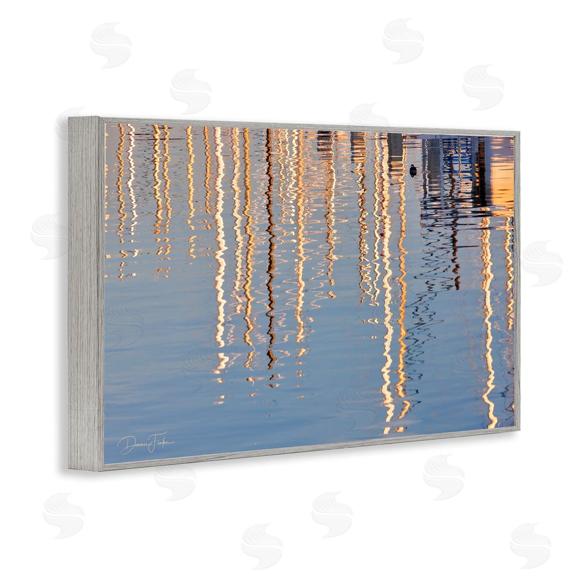 Beach Post Reflections Grey Frame Print Wall Art, Home Decor by Dennis Frates