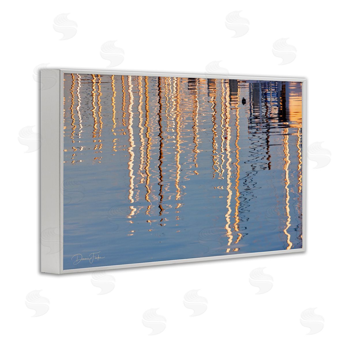 Beach Post Reflections White Frame Print Wall Art, Home Decor by Dennis Frates