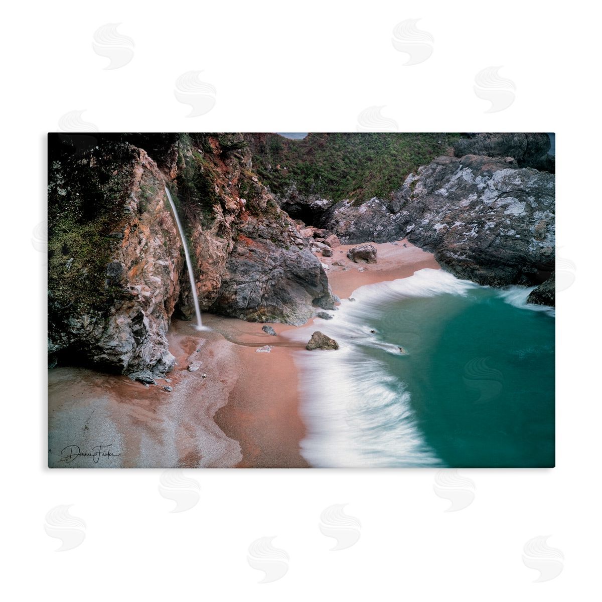 Tropical Waterfall Cliffs Canvas Wall Art, Home Decor by Dennis Frates