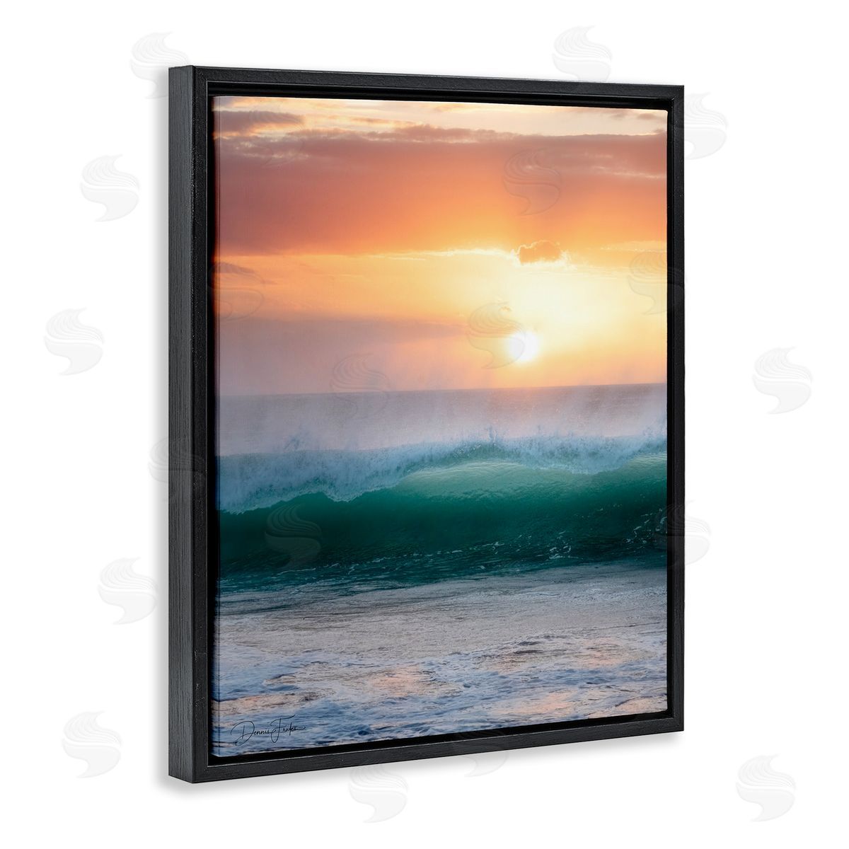 Breaking Sea Wave Black Floating Frame Canvas Wall Art, Home Decor by Dennis Frates