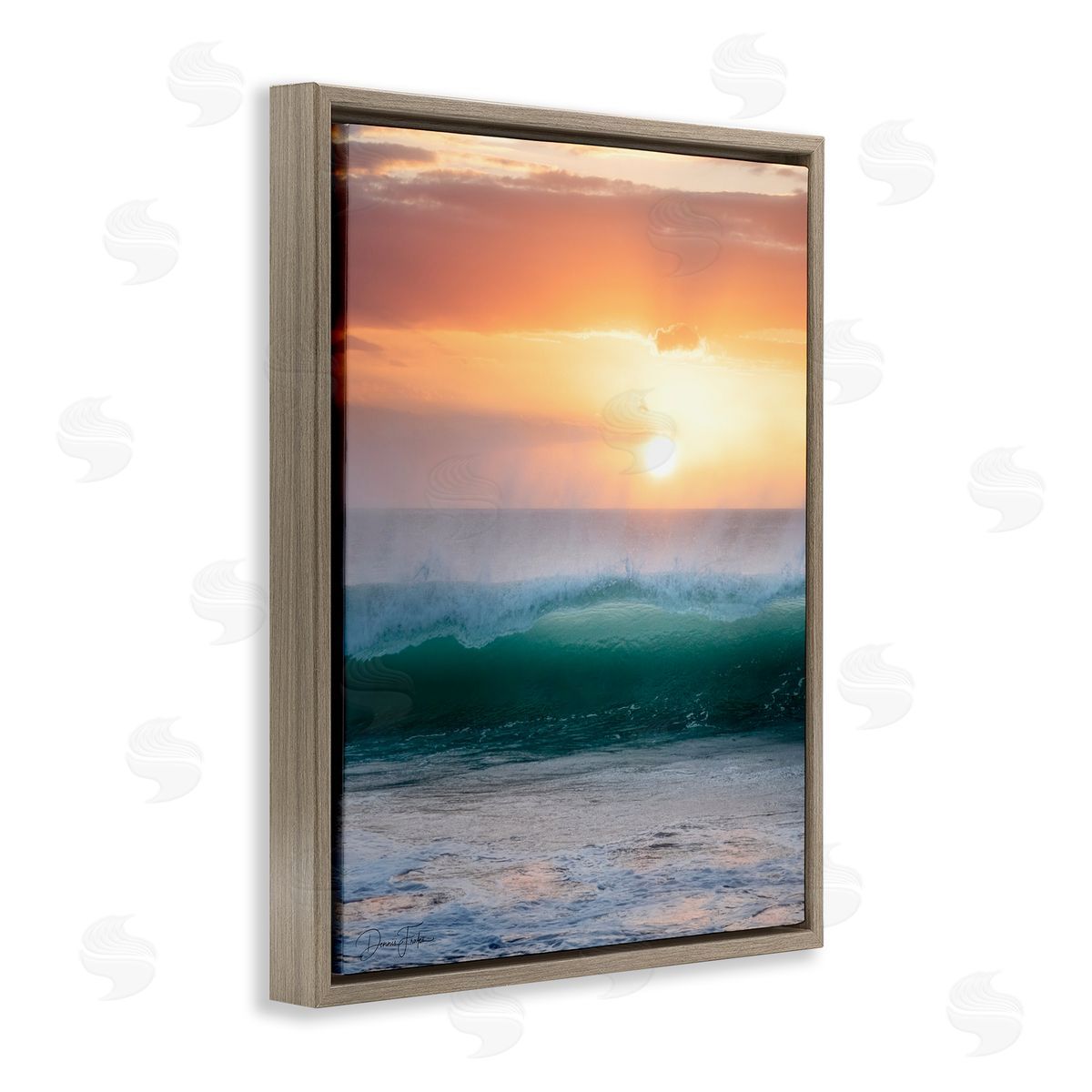 Breaking Sea Wave Brown Floating Frame Canvas Wall Art, Home Decor by Dennis Frates