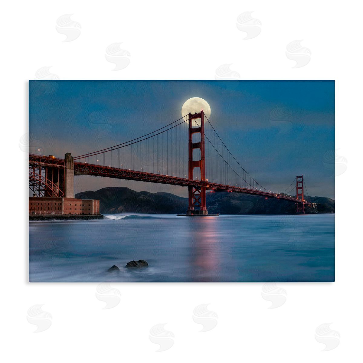 Lee Sie Moonlit Bridge Landmark Canvas Wall Art Print