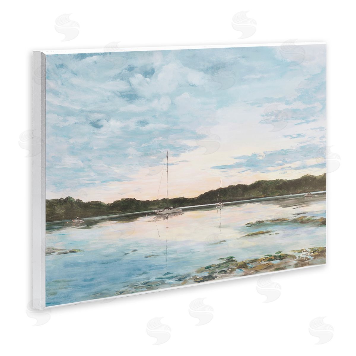Quiet Day on Lake Wood Plaque Wall Art, Home Decor by Julie DeRice