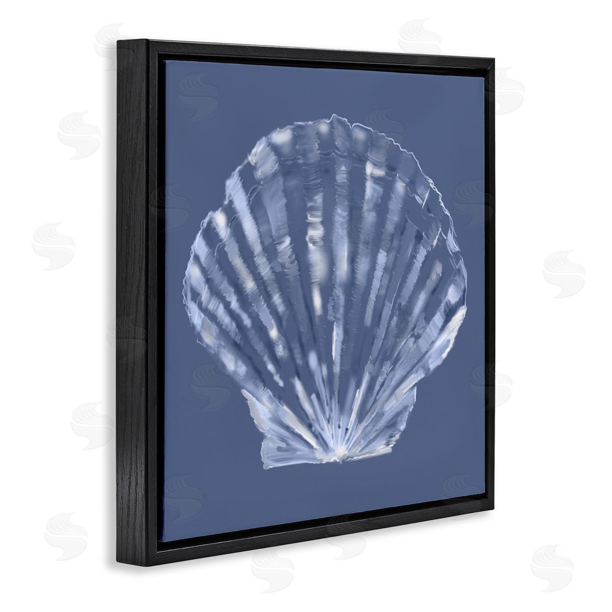 Blue Nova Seashell Black Floating Frame Canvas Wall Art, Home Decor by Julie Derice