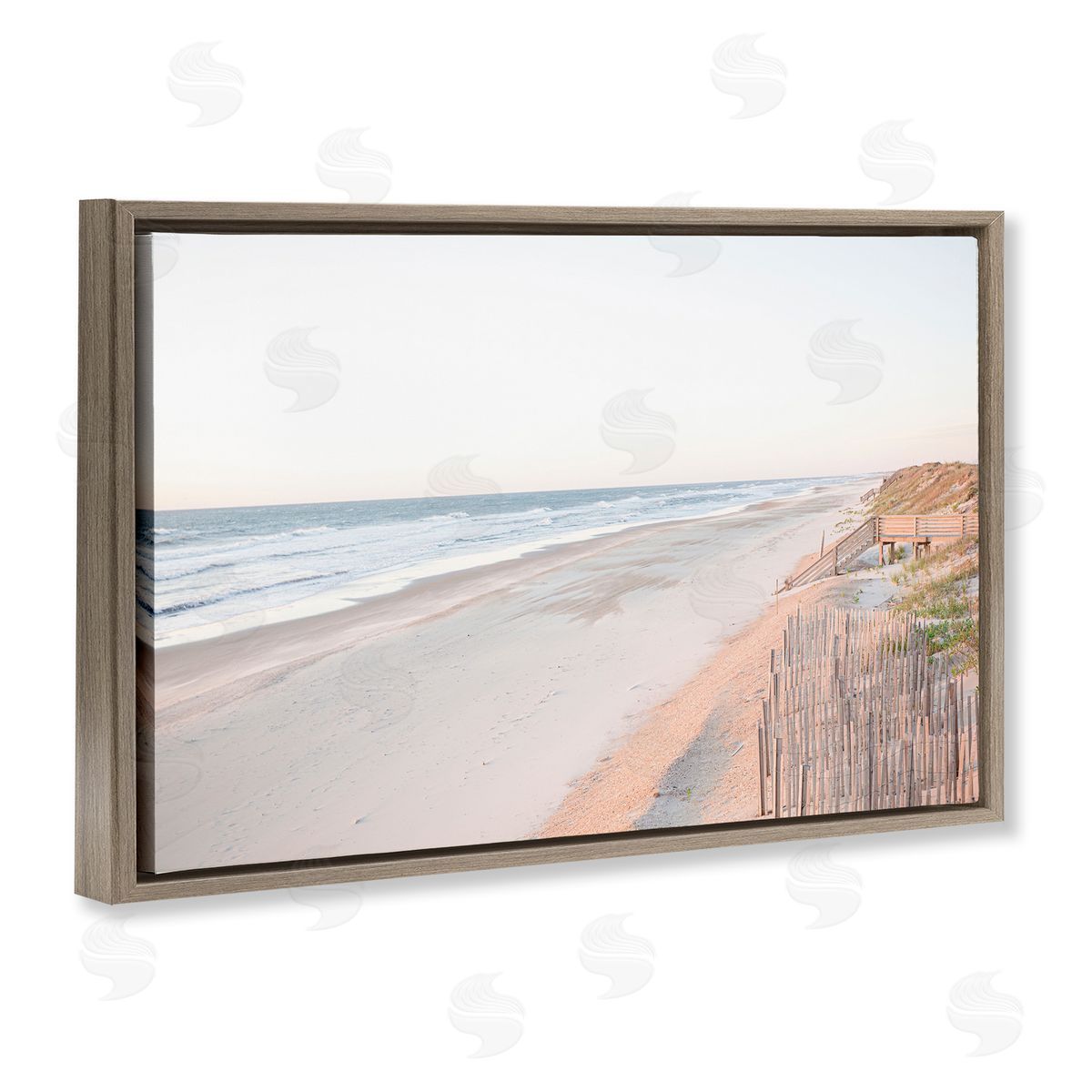 Erin Marie Vast Beach Horizon Brown Floating Frame Canvas Wall Art Print