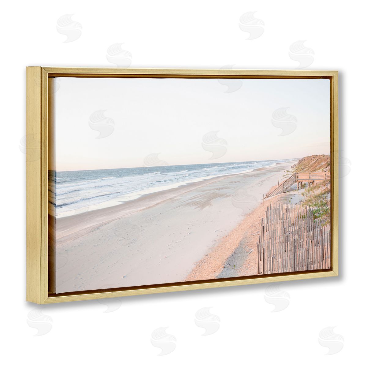 Erin Marie Vast Beach Horizon Gold Floating Frame Canvas Wall Art Print