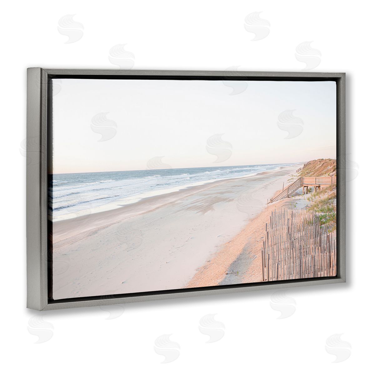 Erin Marie Vast Beach Horizon Gray Floating Frame Canvas Wall Art Print