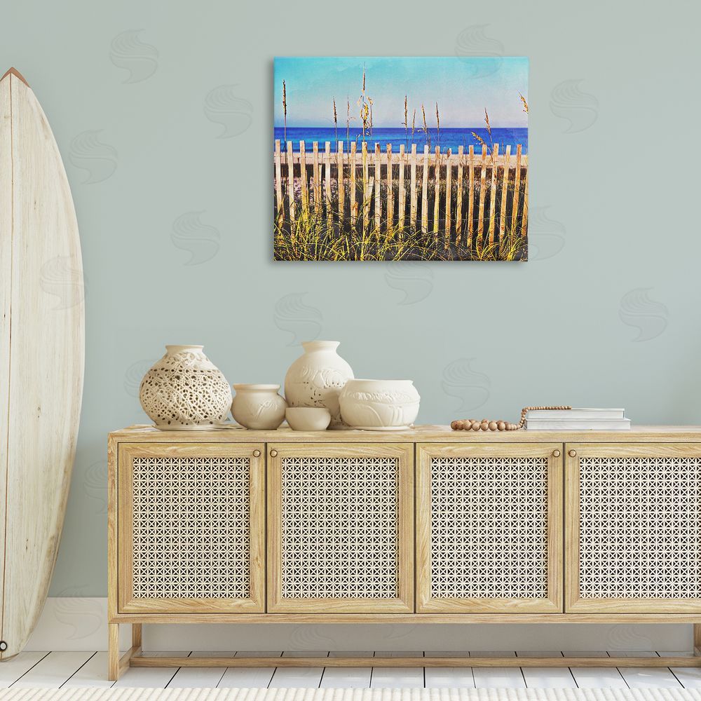 Bill Carson Photography Florida Fenced Beach Canvas Wall Art Print in Room