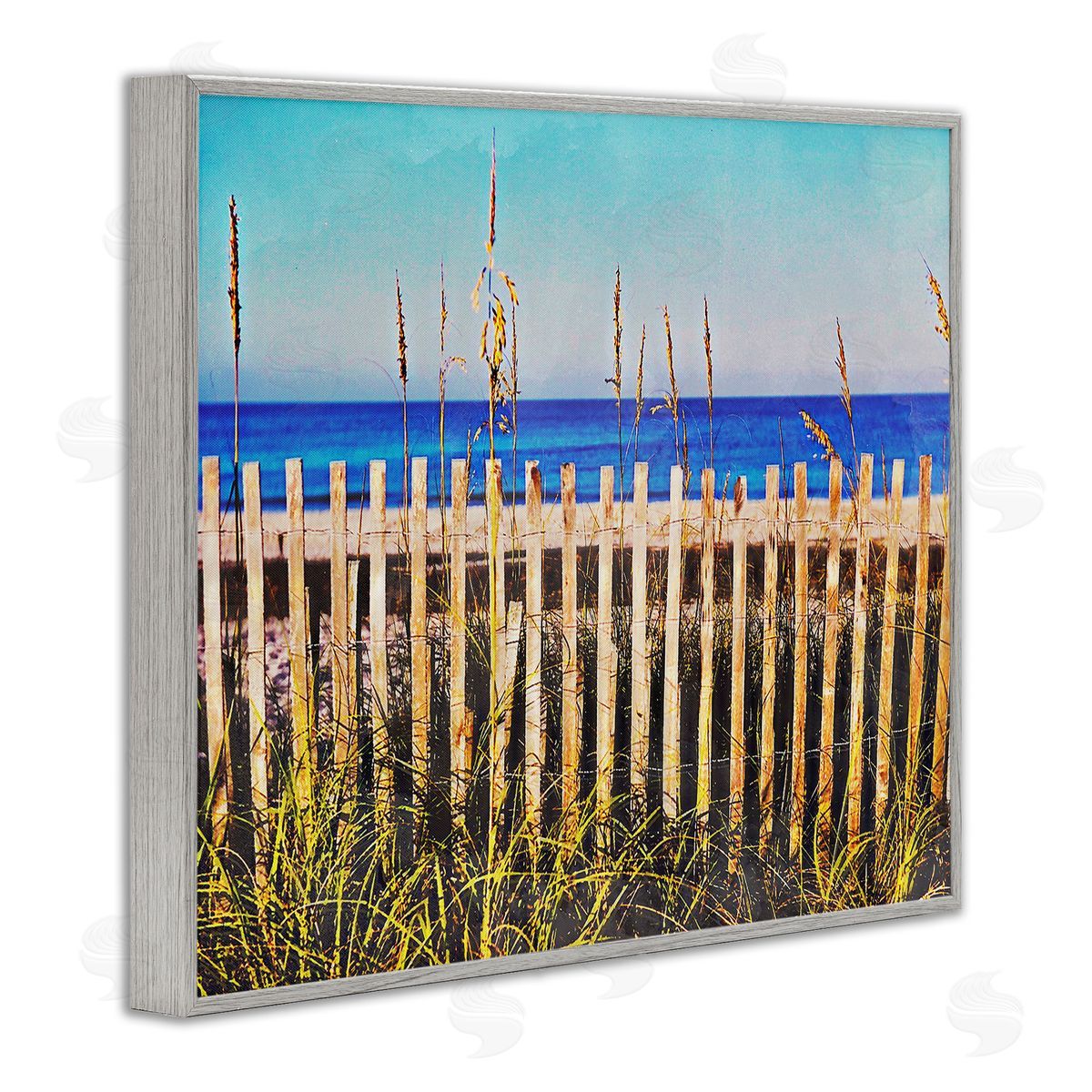 Bill Carson Photography Florida Fenced Beach Gray Framed Giclee Wall Art Print