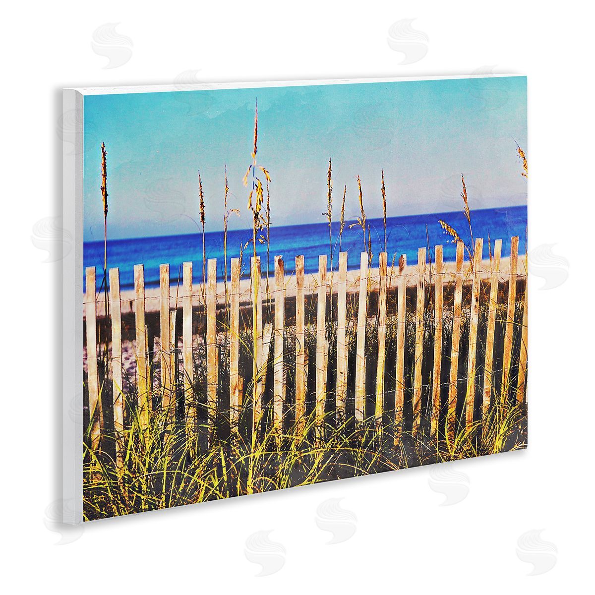 Bill Carson Photography Florida Fenced Beach Wooden Wall Plaque Art Print
