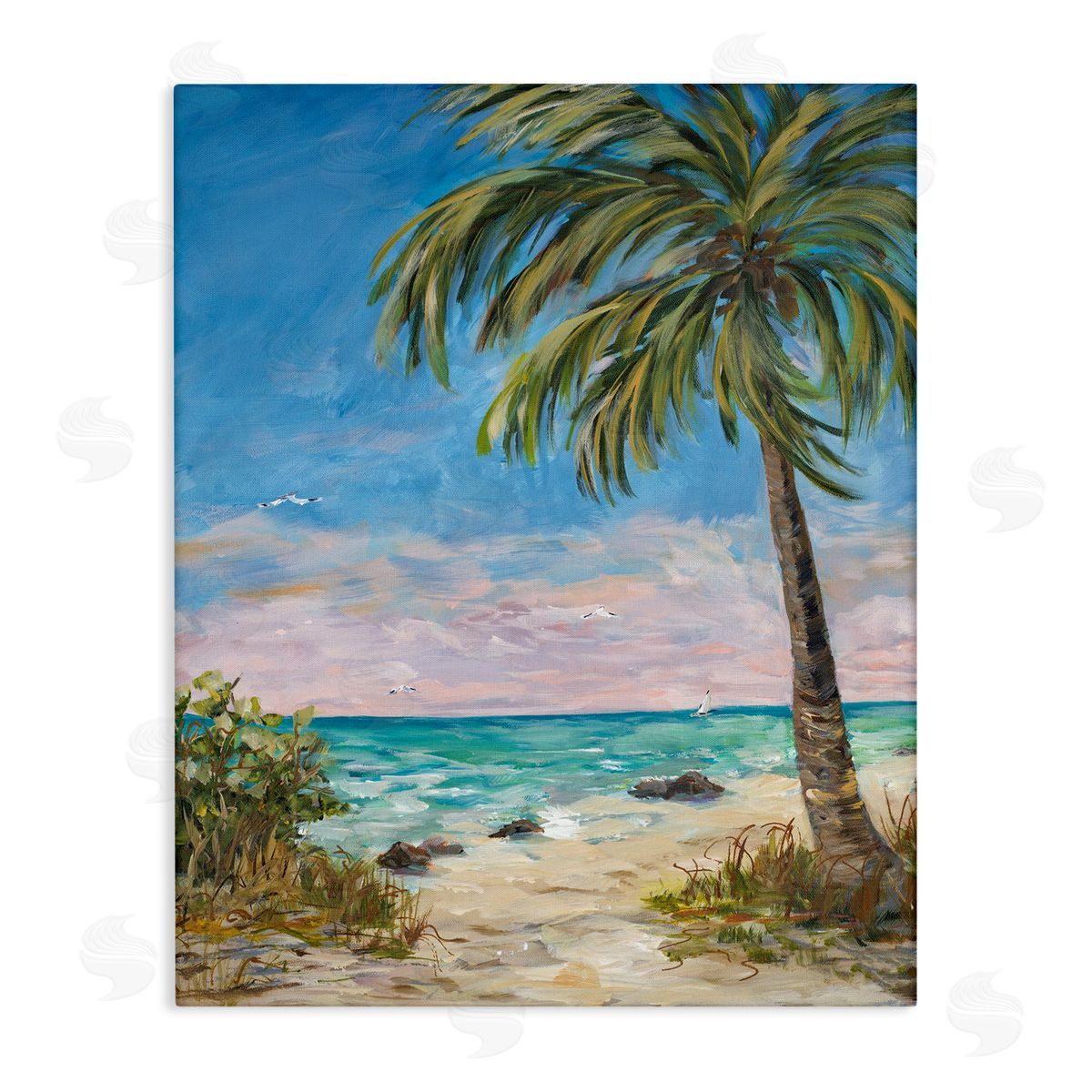 By the Single Palm Canvas Wall Art, Home Decor by Julie Derice
