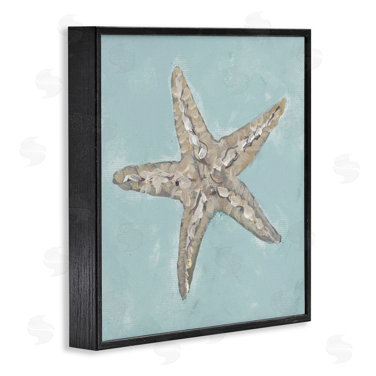 Blue Starfish Impression Black Frame Print Wall Art, Home Decor by Julie DeRice