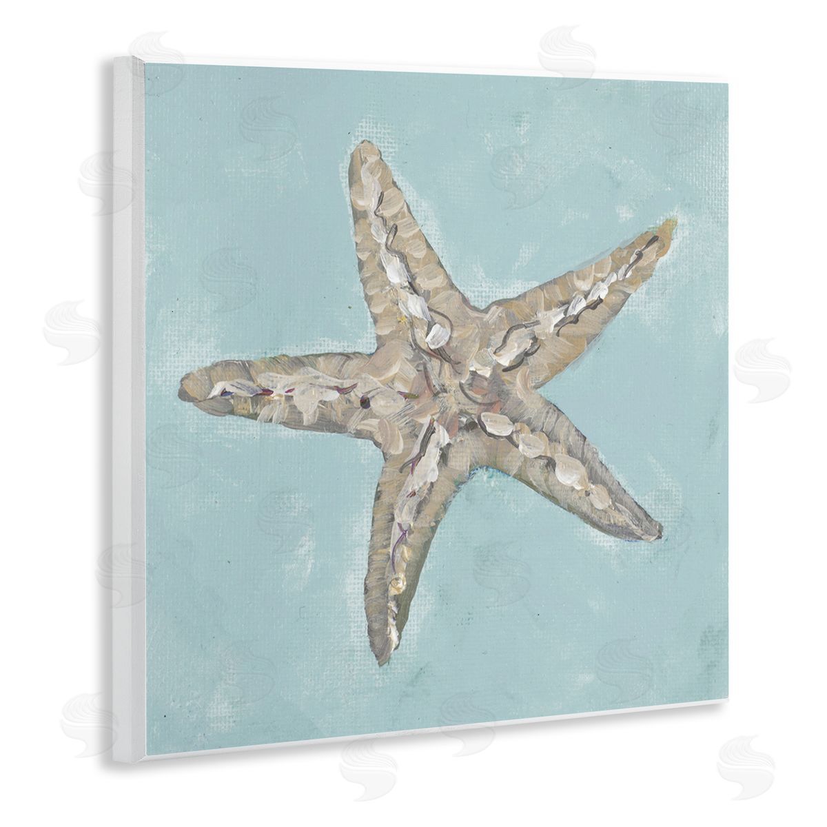 Blue Starfish Impression Wood Plaque Wall Art, Home Decor by Julie DeRice