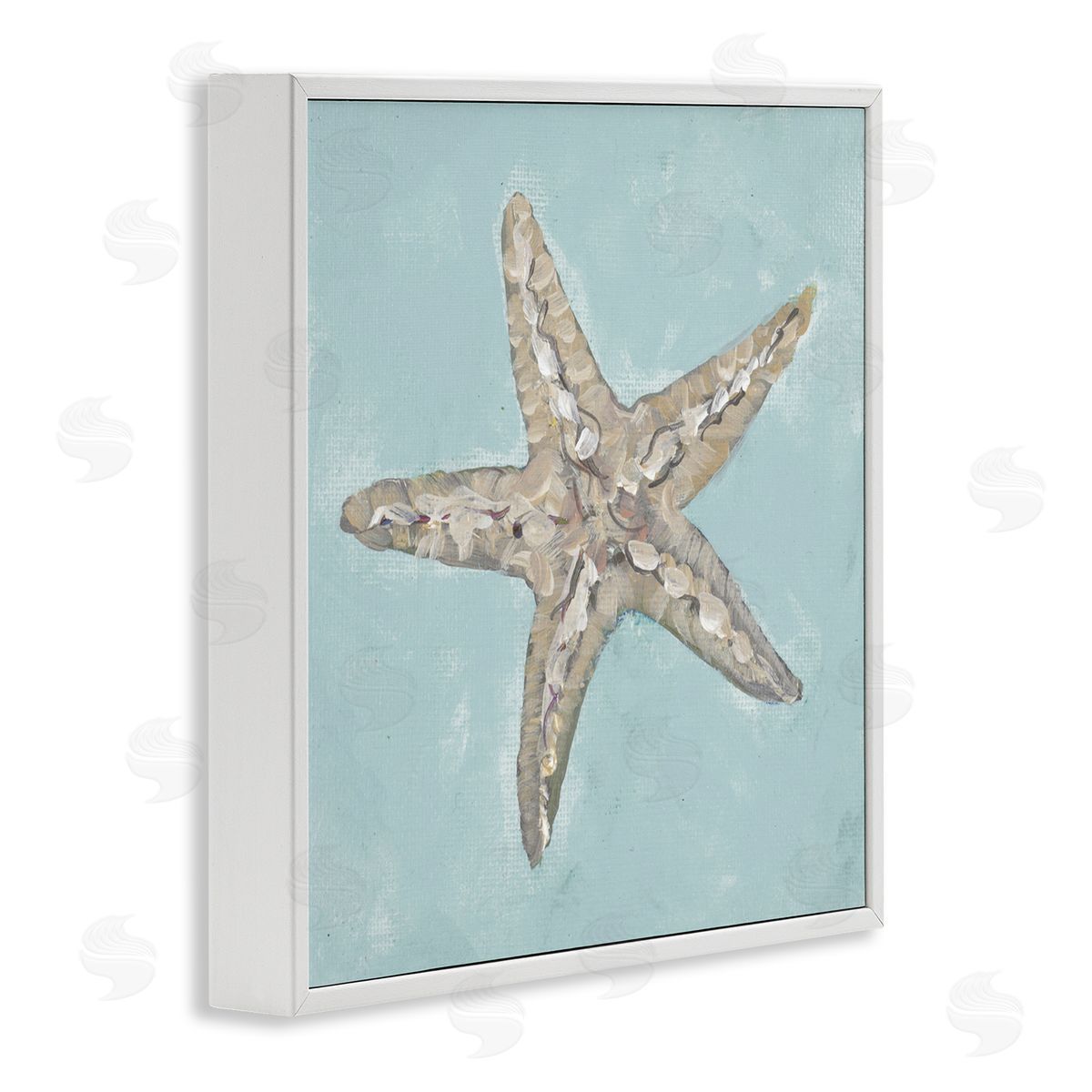 Blue Starfish Impression White Frame Print Wall Art, Home Decor by Julie DeRice