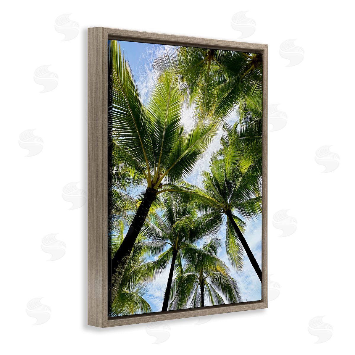 Kali Wilson Overhead Palm Trees Brown Floating Frame Canvas Wall Art Print