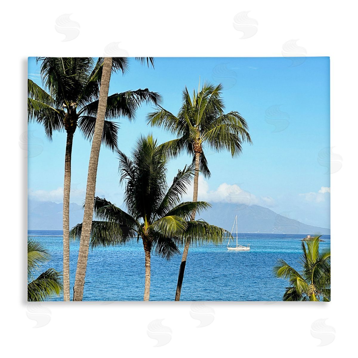 Palm Trees and Sailboat Canvas Wall Art, Home Decor by Kali Wilson