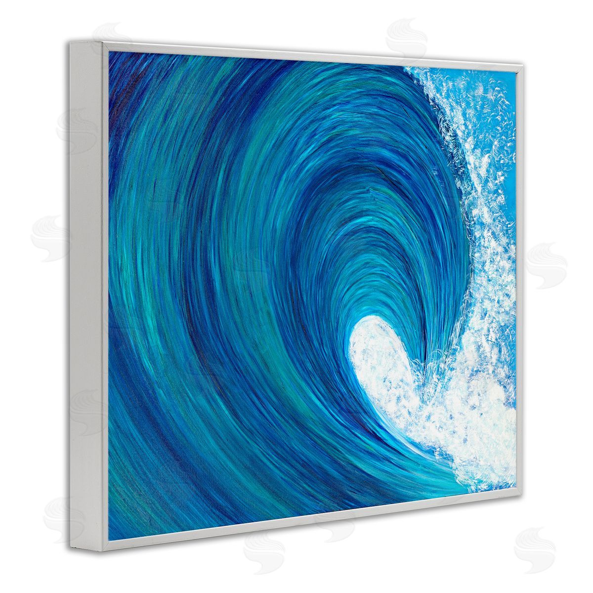 Swirling Ocean Wave White Frame Print Wall Art, Home Decor by Megan Morris
