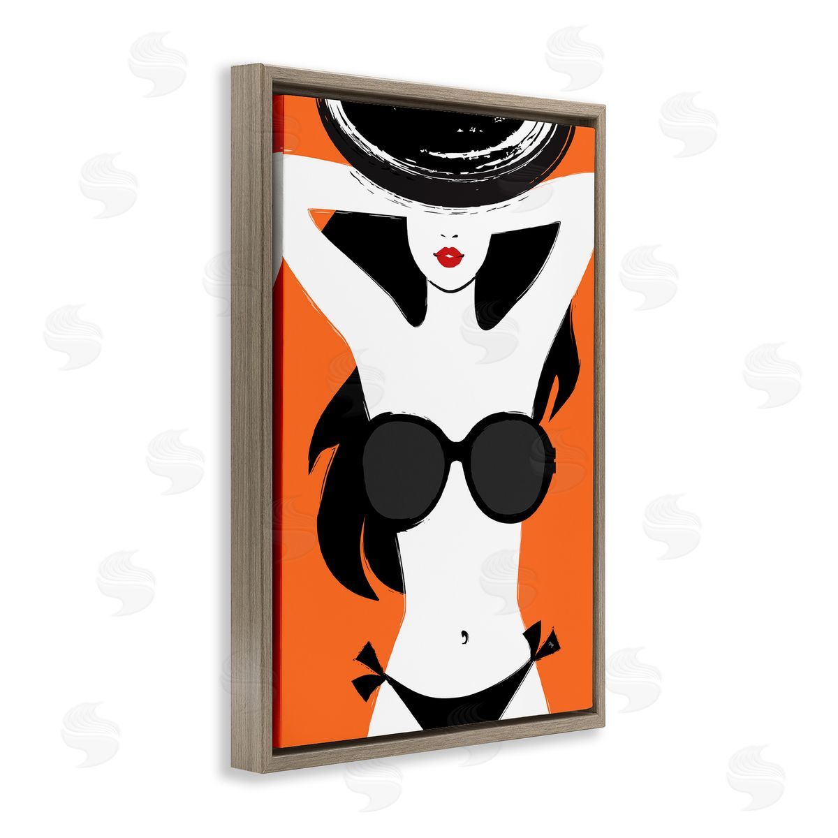 Summer Vibes Girl Brown Floating Frame Canvas Wall Art, Home Decor by Martina Pavlova
