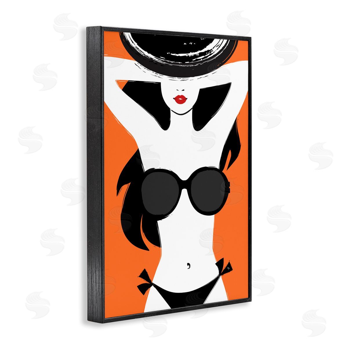 Summer Vibes Girl Black Frame Print Wall Art, Home Decor by Martina Pavlova