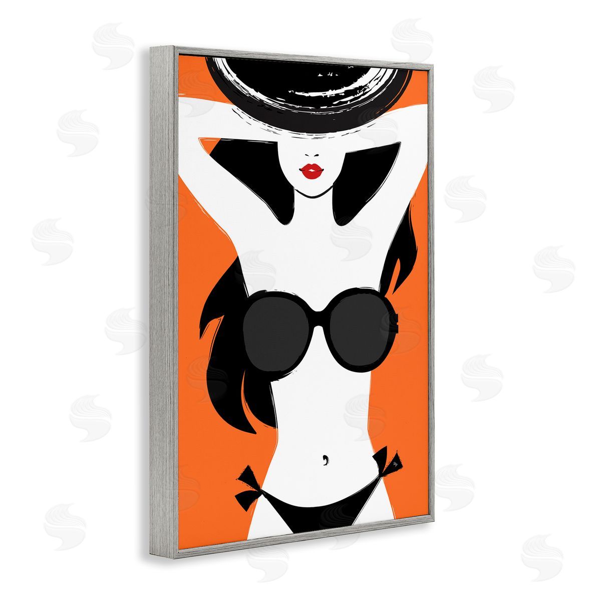 Summer Vibes Girl Grey Frame Print Wall Art, Home Decor by Martina Pavlova