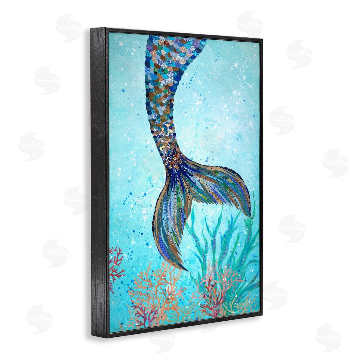 Tall Tails Mermaid Black Frame Print Wall Art, Home Decor by Jennifer Peck