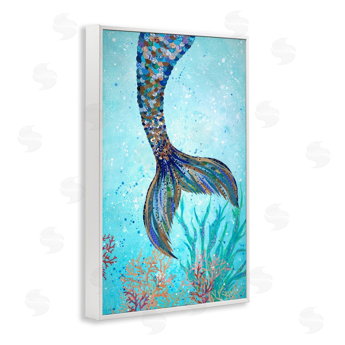 Tall Tails Mermaid White Frame Print Wall Art, Home Decor by Jennifer Peck