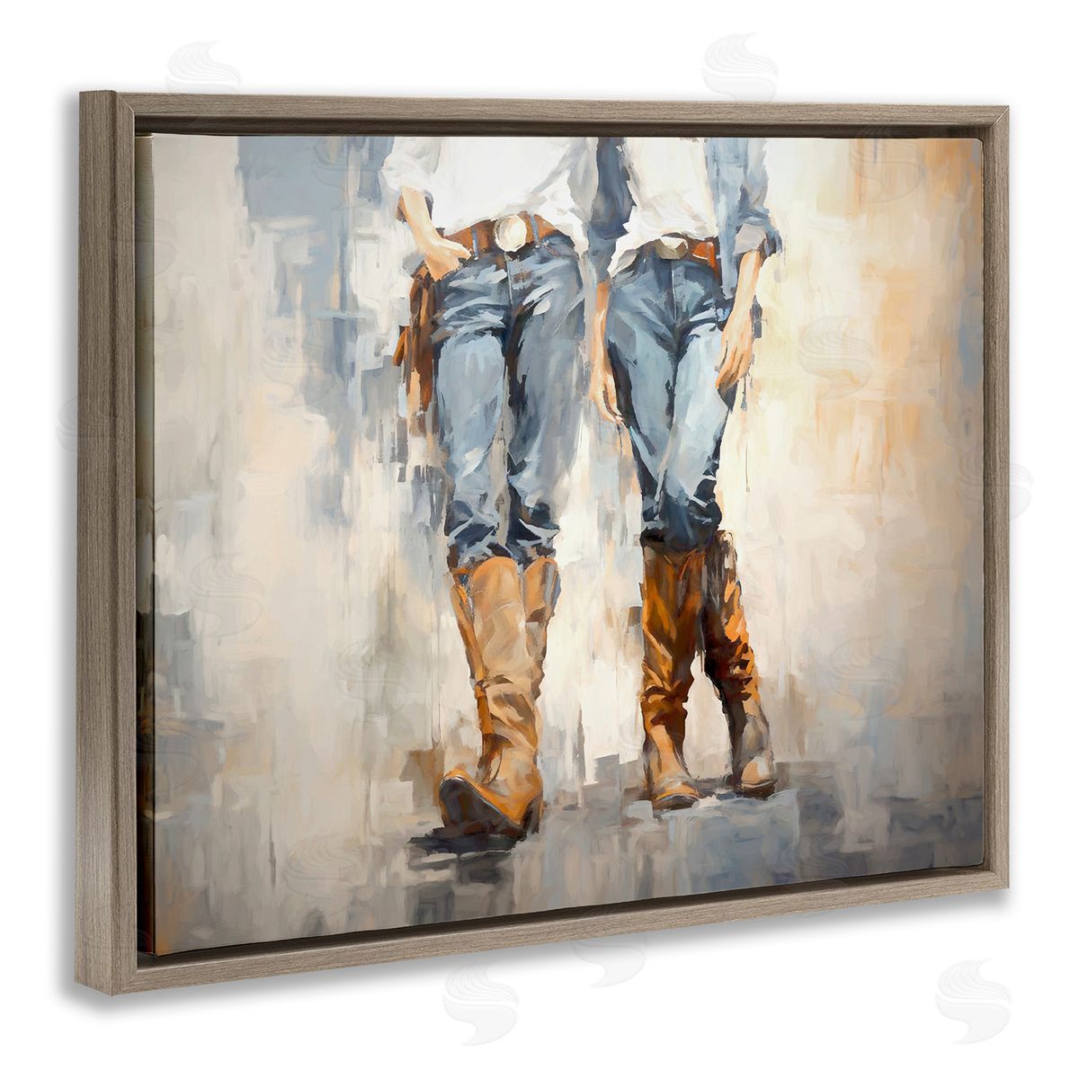 Country Cowgirl Attitude Brown Floating Frame Canvas Wall Art, Home Decor by Ramona Murdock
