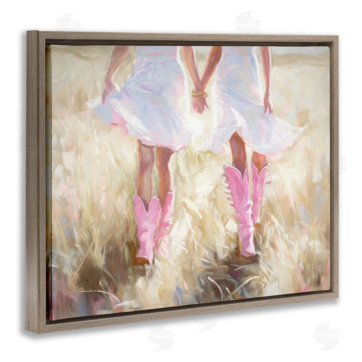 Cowgirl Best Friends Brown Floating Frame Canvas Wall Art, Home Decor by Ramona Murdock