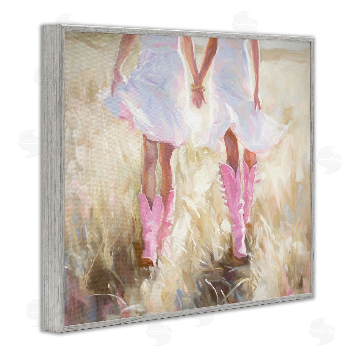 Cowgirl Best Friends Grey Frame Print Wall Art, Home Decor by Ramona Murdock