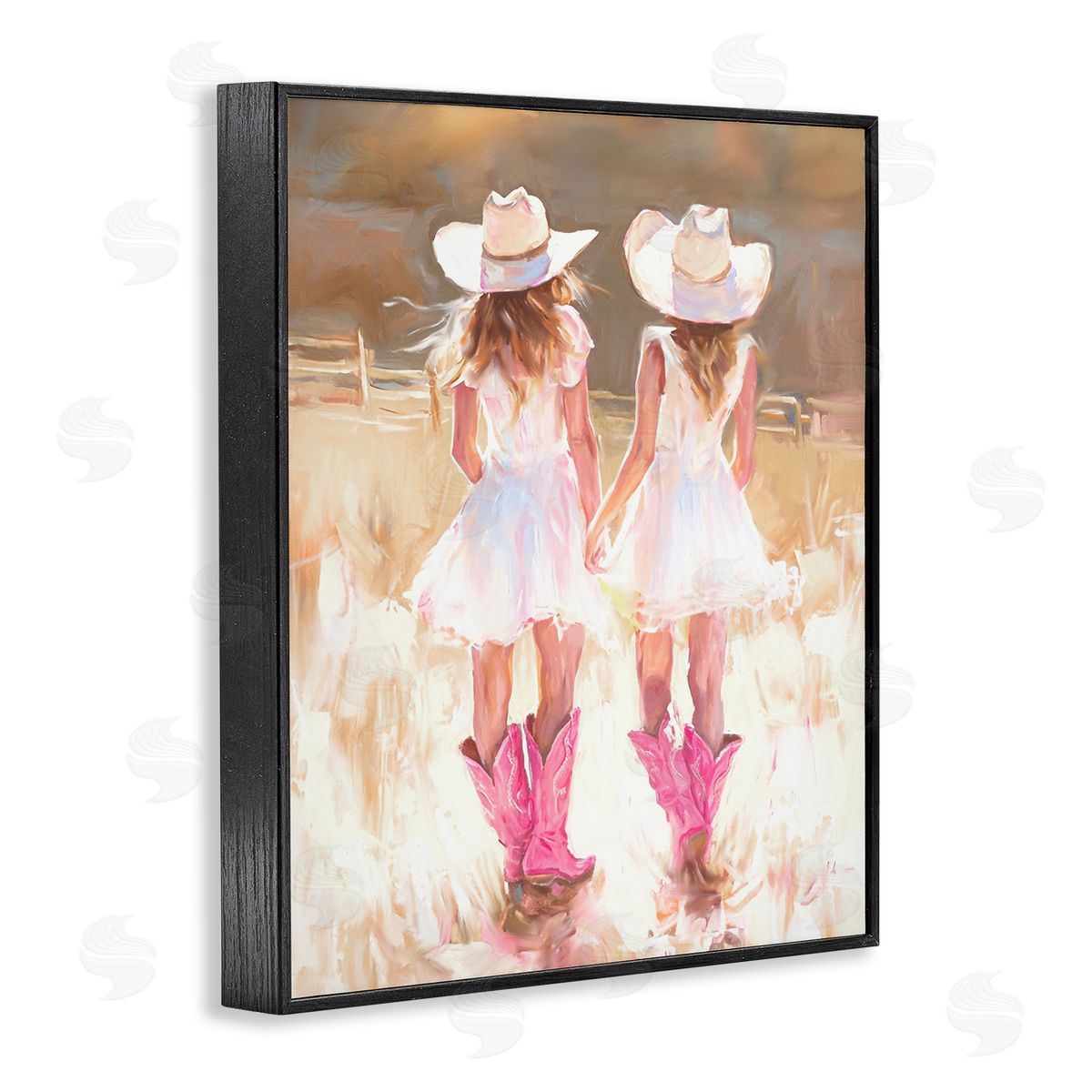 Sunlit Cowgirl Sisters Black Frame Print Wall Art, Home Decor by Ramona Murdock