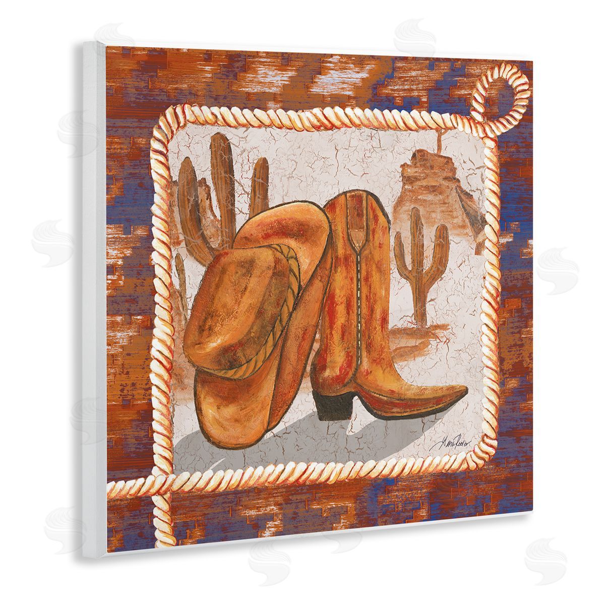 Western Cowboy Boot Wood Plaque Wall Art, Home Decor by Gina Ritter