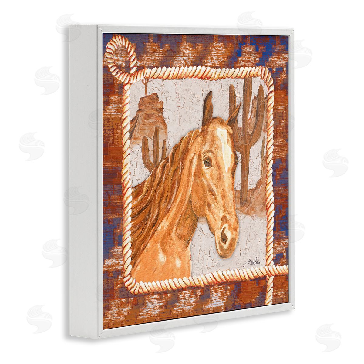 Western Desert Horse White Frame Print Wall Art, Home Decor by Gina Ritter