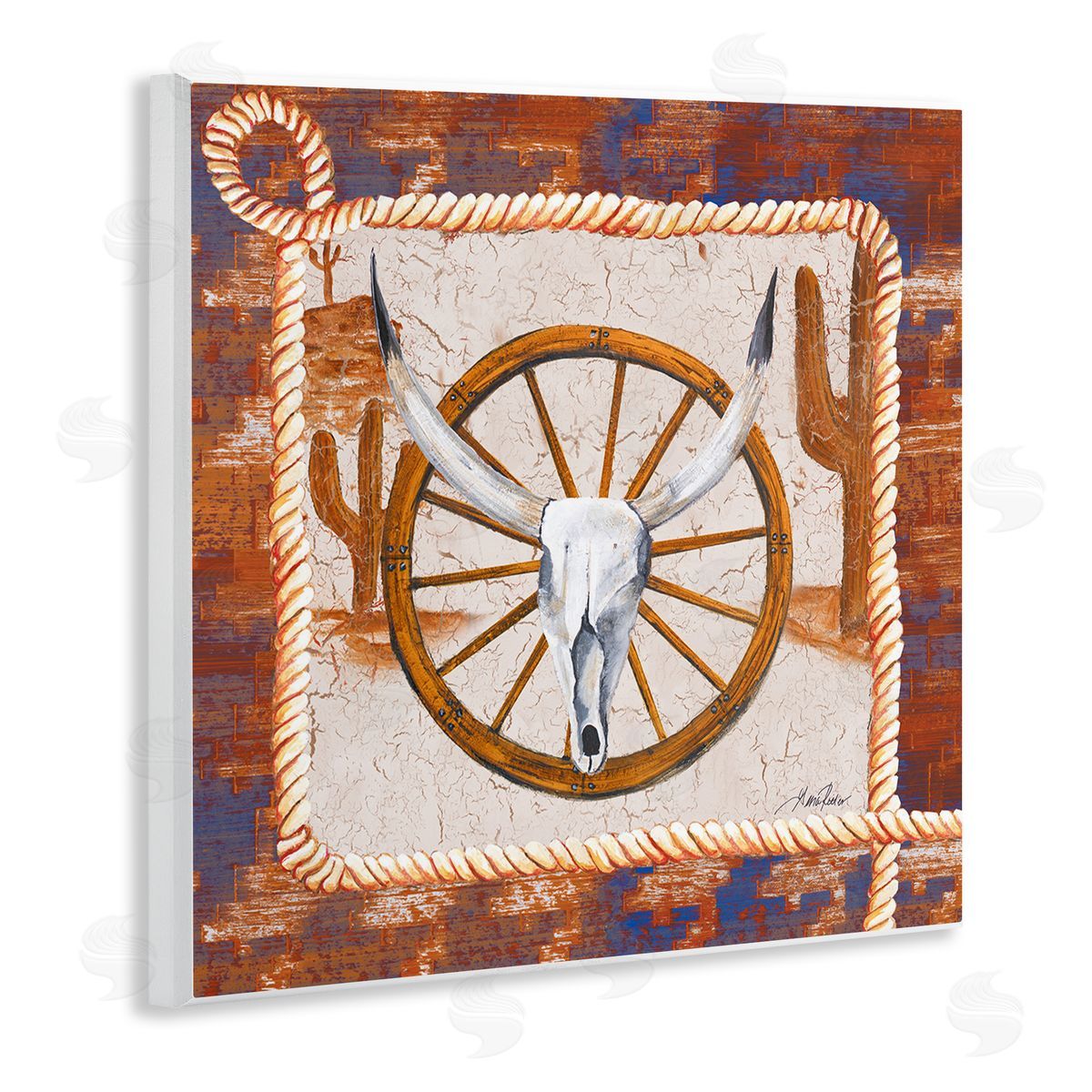 Western Desert Wheel Wood Plaque Wall Art, Home Decor by Gina Ritter