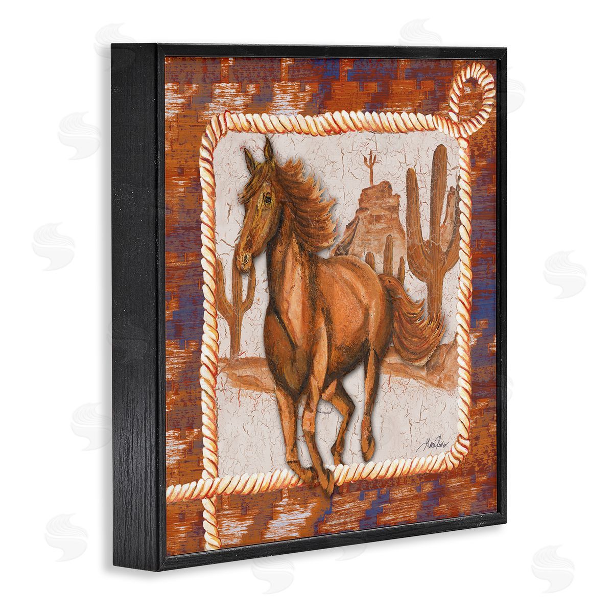 Western Horse in Desert Black Frame Print Wall Art, Home Decor by Gina Ritter
