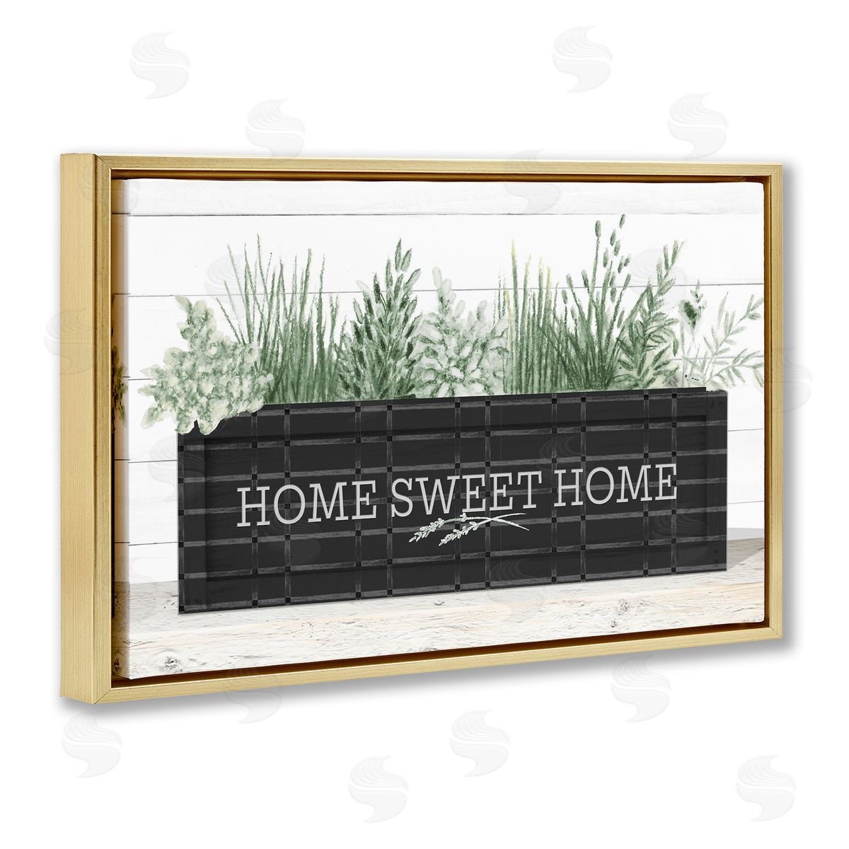 Sweet Home Garden Box Gold Floating Frame Canvas Wall Art, Home Decor by Janice Gaynor